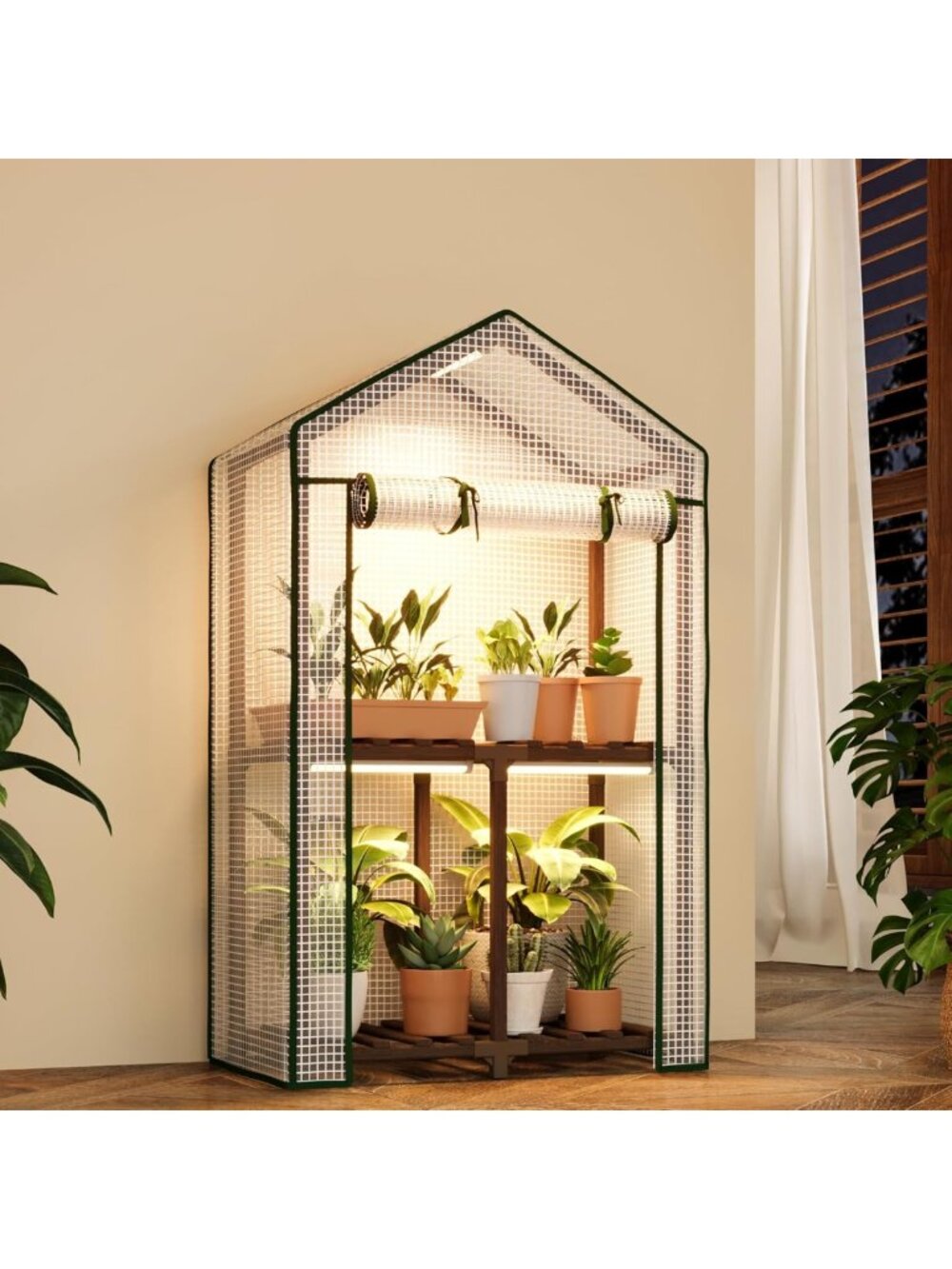 Indoor Small Greenhouse with Grow Lights - Portable Waterproof Seed Starter with